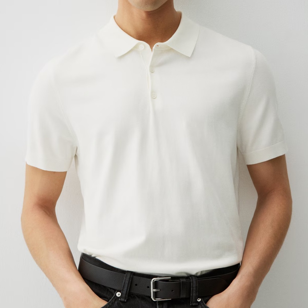 H&M Men's Classic White Polo Shirt